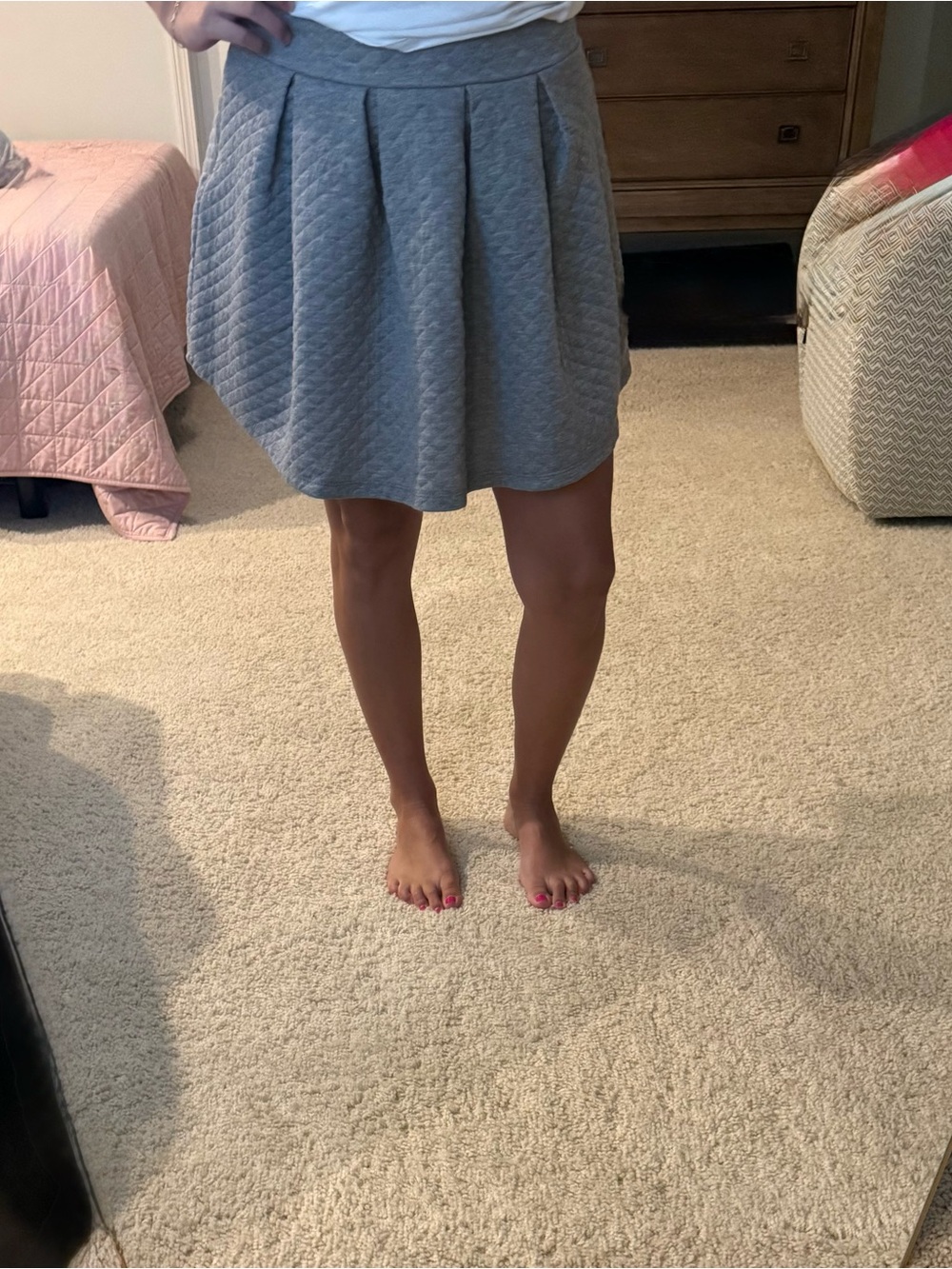 Dainty Hooligan Grey Quilted Pleated Skater Skirt